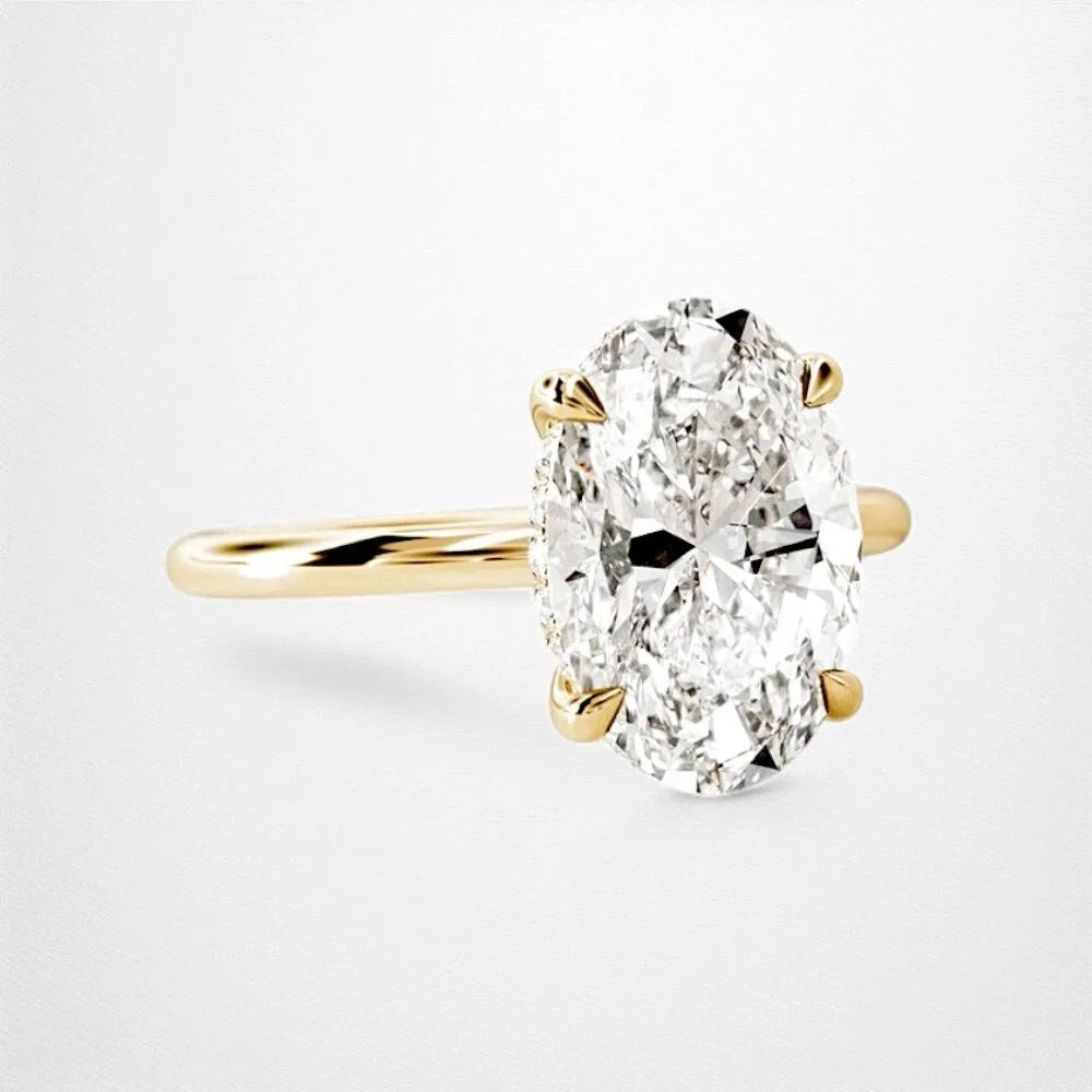 Classic Oval Cut 4.5CT Prog Setting Engagement Moissanite Ring Jewelry S925 Sterling Silver Moissanite Ring