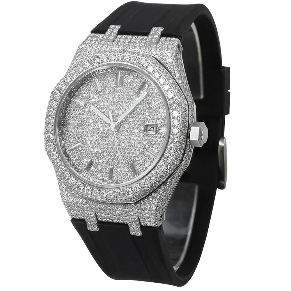 Exclusive Iced Out Moissanite Watch — VVS Clarity, Sapphire, Square Case