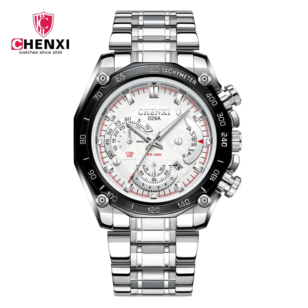 CHENXI 029 Japan Quartz Business Watch — 44mm Oval, Luminous, 3BAR