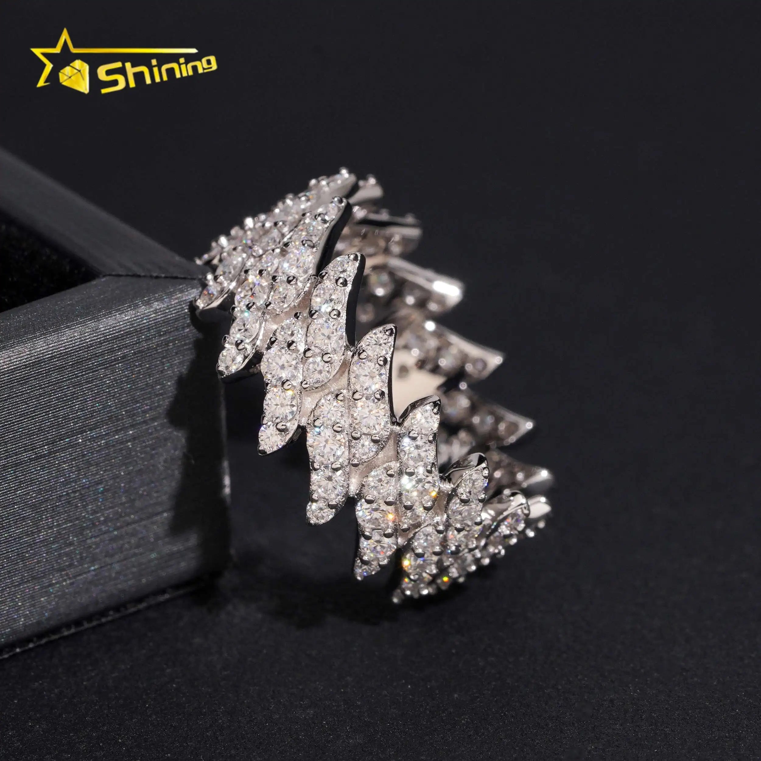 US Warehouse Stocks Pass Diamond Tester 925 Silver Hip Hop Jewelry Band Ring Vvs1 Moissanite Men Ring