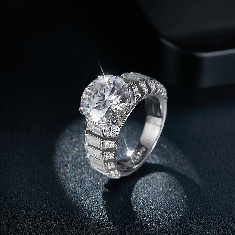 5CT Moissanite Ring New Design 925 Sterling Silver Jewelry Ring Round GRA Certified Round Brilliant Moissanite