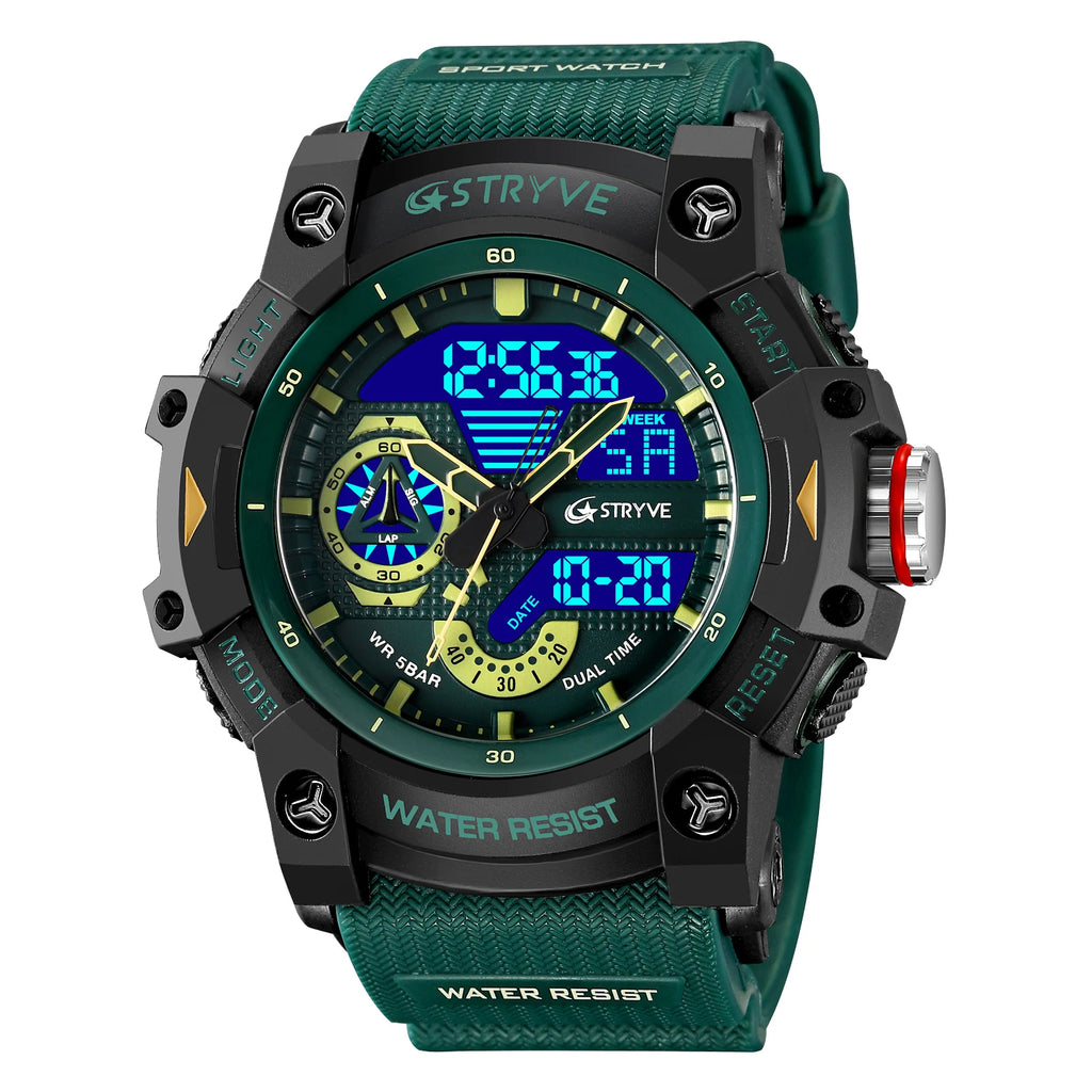 STRYVE LED Digital Watch — 52.5mm, Transparent, 5BAR, Alarm, Stopwatch