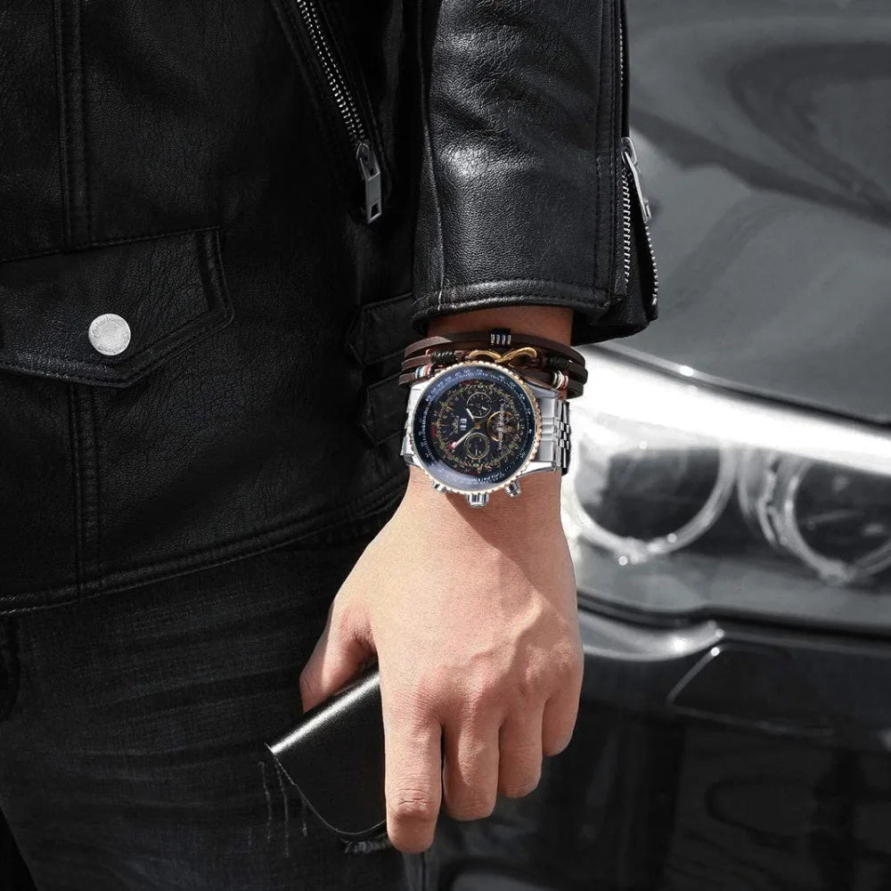 Jaragar Luxury Mechanical Oval Watch — Stainless Bracelet, Folding Clasp