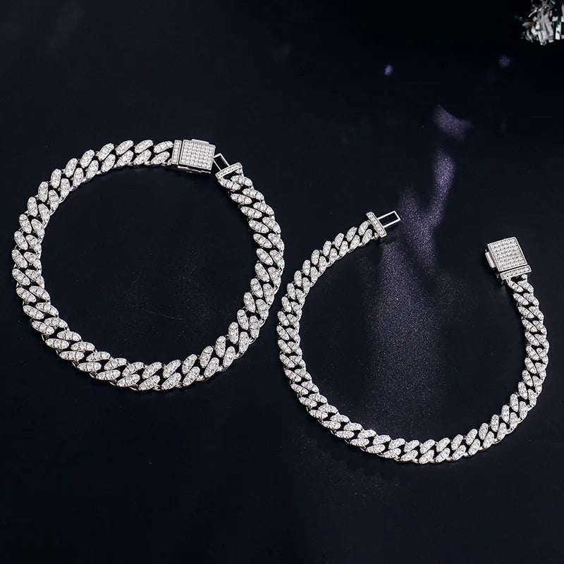 Miami Cuban Link 7-24 Inches Moissanite Diamond Chains Cuban Link Bracelet 925 Moissanite Chain Iced Out Jewelry Bracelet Men