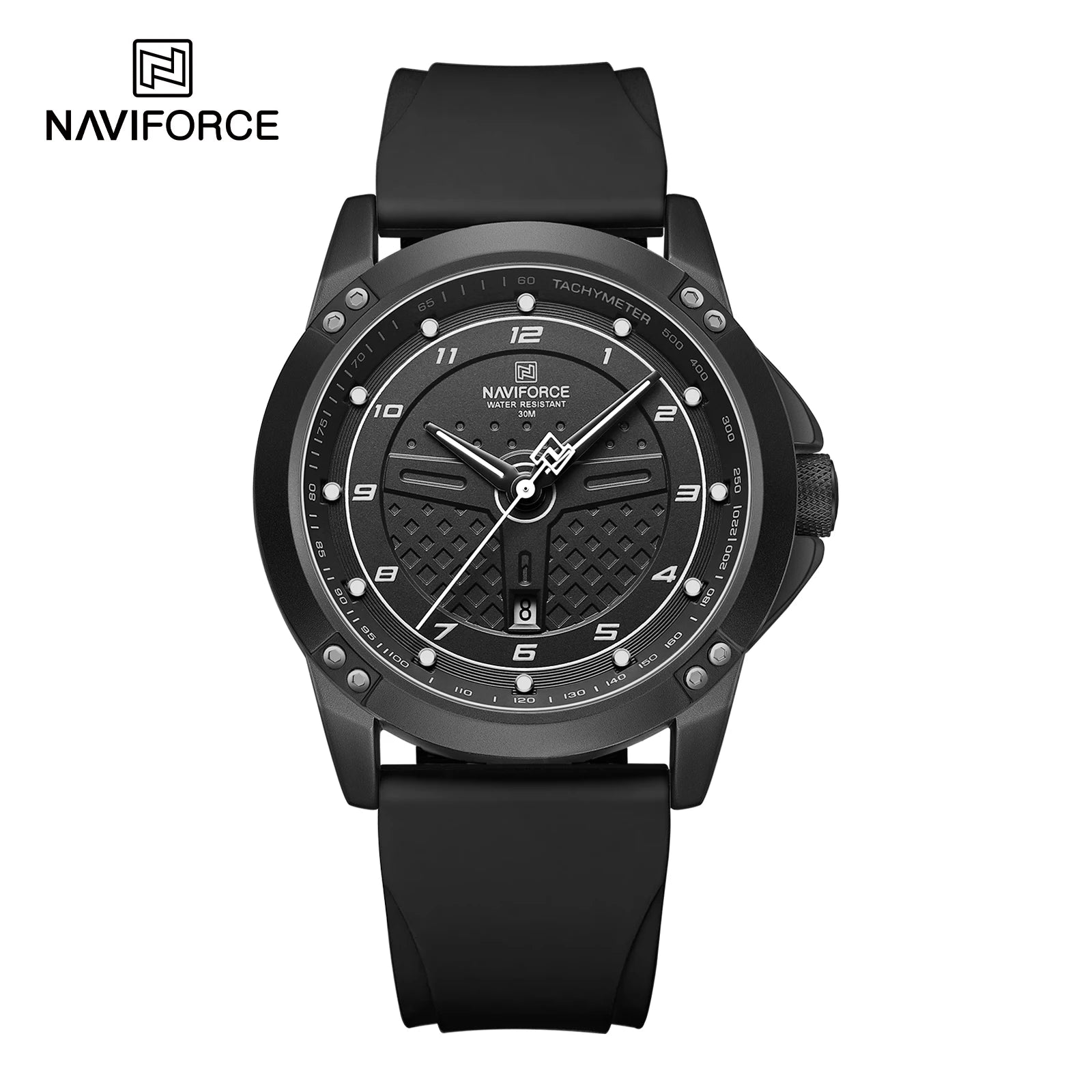 NAVIFORCE 8031 Silicone Sport Quartz Watch — Oval, Day/Date, Luminous