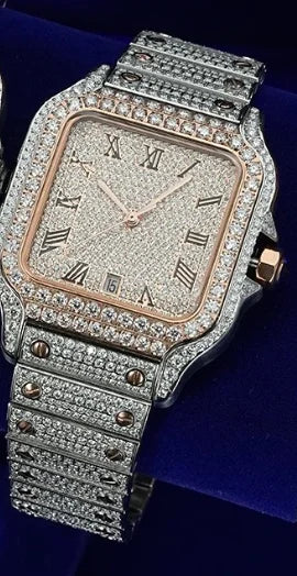 Iced Out VVS1 Moissanite 40mm Mechanical Watch — Stainless Steel