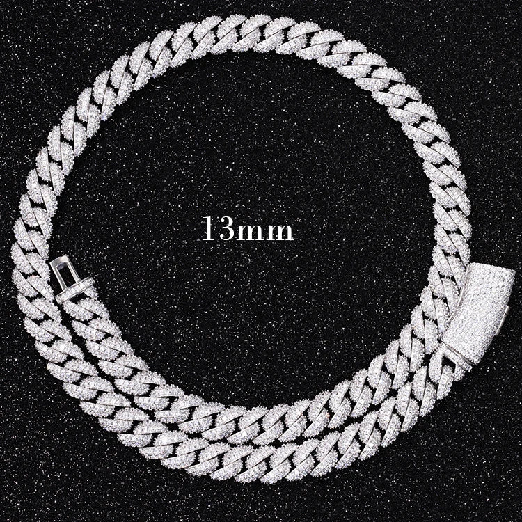 Wholesale VVS Moissanite Iced Chain for Mens 13mm-22mm Wide 925 Solid Silver 18k Gold Plated Diamond Rapper Cuban Link Necklace