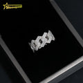 Factory Direct High Quality Hip Hop Two Row 925 Sterling Silver Moissanite Iced Out Cuban Ring