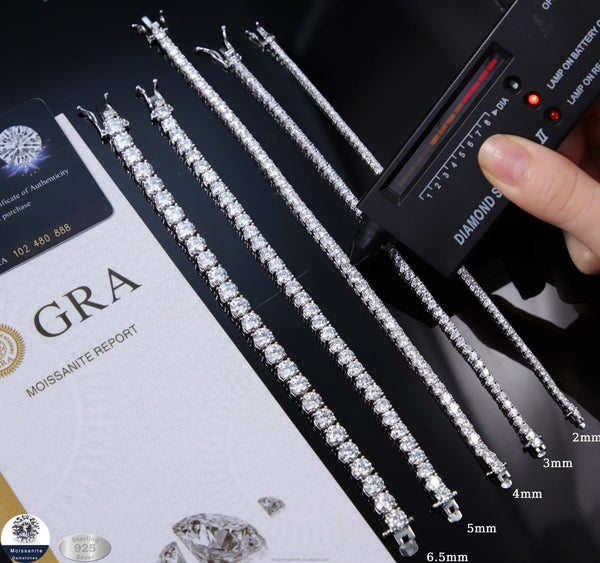 Lowest Price Moissanite Tennis Bracelet 2mm-6.5mm in Stock 925 Silver Men Women Hip Hop Bracelet VVS Moissanite Tennis Bracelet