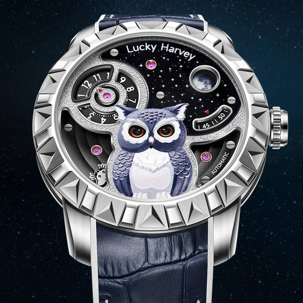 Lucky Harvey Owl Skeleton Automatic Watch — 43mm, Sapphire, 5BAR