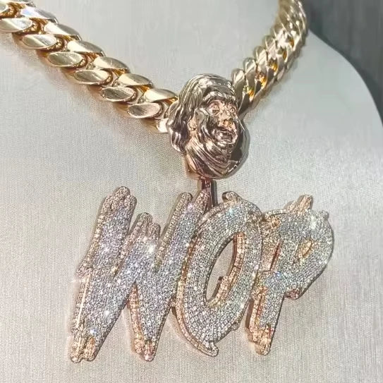 Hot Selling 925 Sterling Silver Moissanite Pendant Fully Iced Rapper Charms Custom VVS Name Letter Hip Hop Style