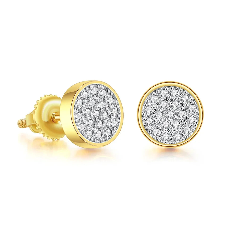 Rock Hip Hop Earrings for Men Iced Out AAA+ Shiny Cubic Zirconia Stone Screw Stud Earrings Hippie Homme Jewelry Male Gift