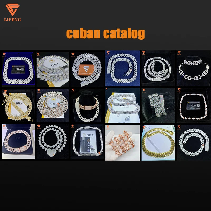 18mm Cuban Link Chain Moissanite Iced Out Miami Gold Silver 925 Necklace Set Heavy Moissanite Chain