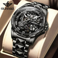 OUPINKE Tungsten Skeleton Automatic Watch — Sapphire, 5BAR, Week Display