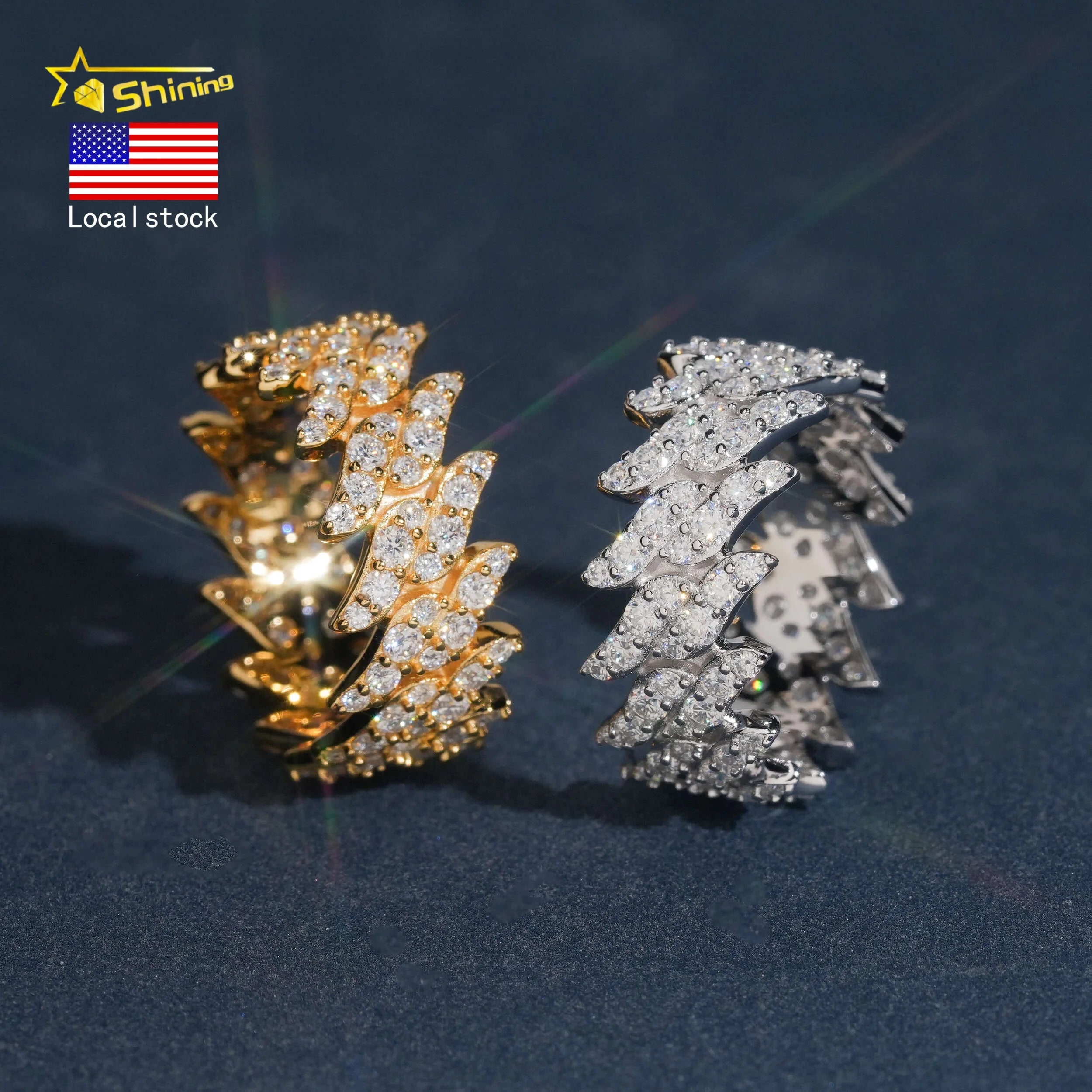 US Warehouse Stocks Pass Diamond Tester 925 Silver Hip Hop Jewelry Band Ring Vvs1 Moissanite Men Ring