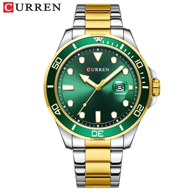 CURREN 8388 Gold Quartz Watch — 45mm, Day/Date, Luminous, 3BAR