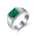 ANSTER 2024 Trending Lab Gemstone Ring 925 Sterling Silver Lab Created Emerald Ring Green Lab Grown Emerald Ring for Men