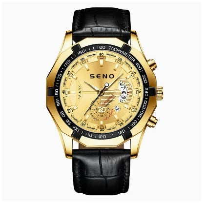 Seno S032 Large Dial Quartz Watch — 46mm, Calendar, 3BAR