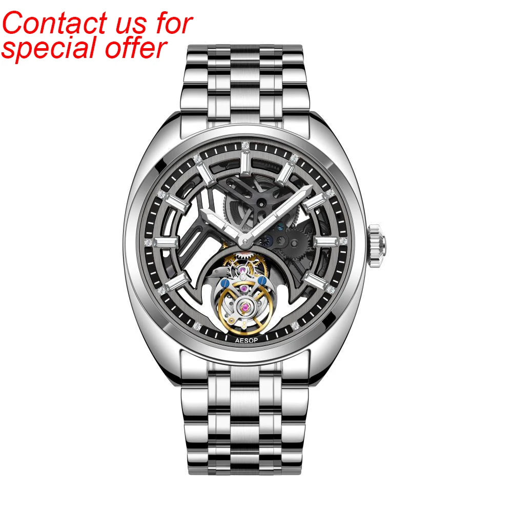 AESOP 7062 Skeleton Tourbillon Watch — Sapphire Crystal, Diamond Accents