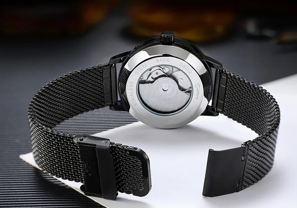 Men's Skeleton Automatic Watch — Leather or Milanese Mesh Band, 41mm