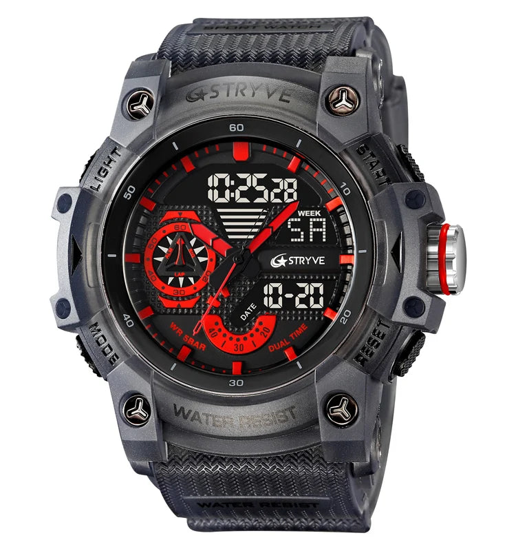 STRYVE LED Digital Watch — 52.5mm, Transparent, 5BAR, Alarm, Stopwatch