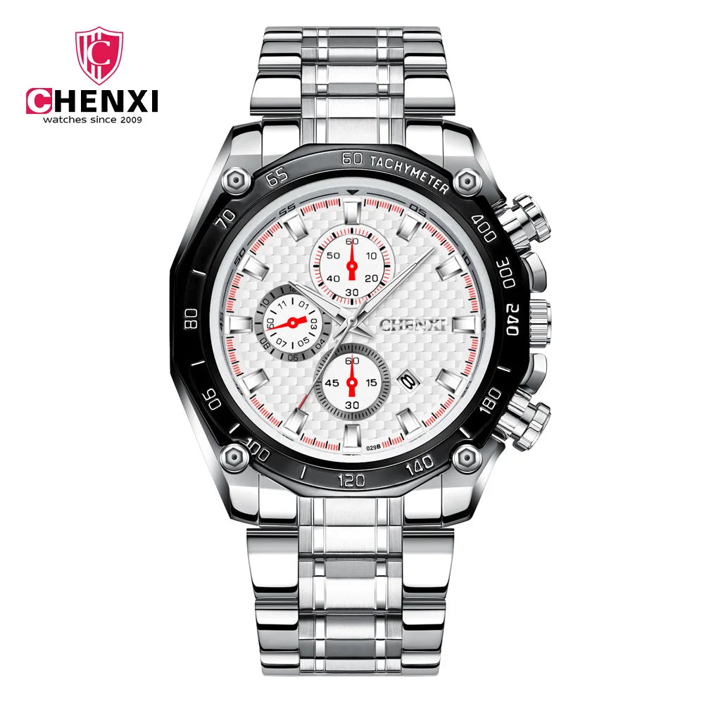CHENXI 029 Japan Quartz Business Watch — 44mm Oval, Luminous, 3BAR