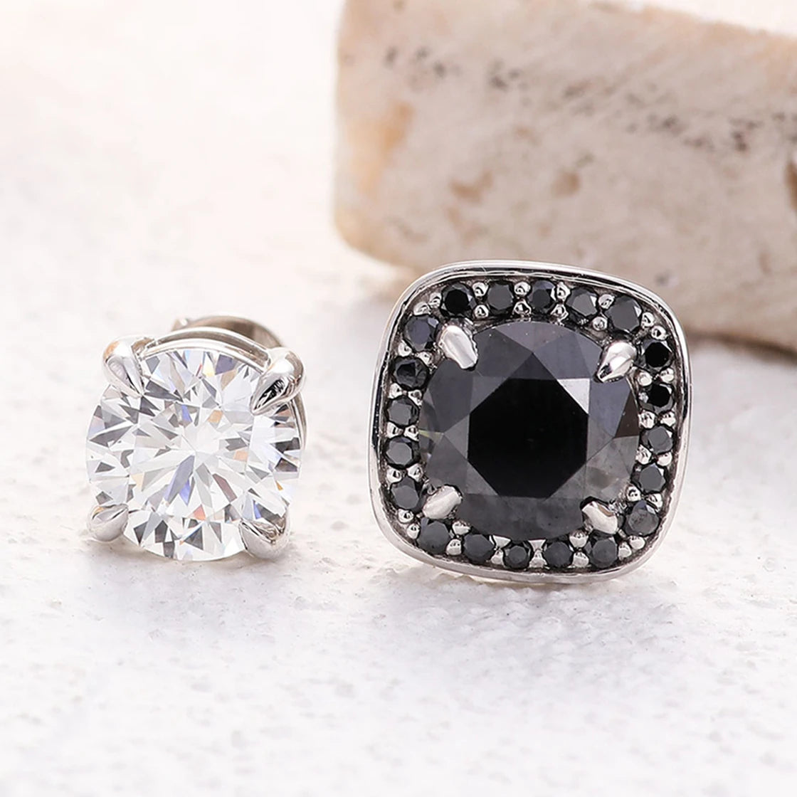 2CT Black Lab Created Diamond Stud Earrings Round Brilliant Cut in 18K 14K White Gold for Women Men Daily Wear Minimalist Design