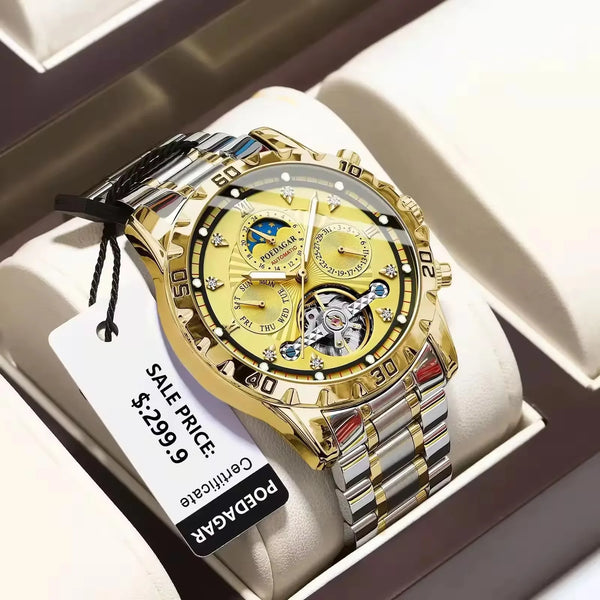 POEDAGAR 1412 Automatic Business Watch — 43mm, Stainless, Luminous