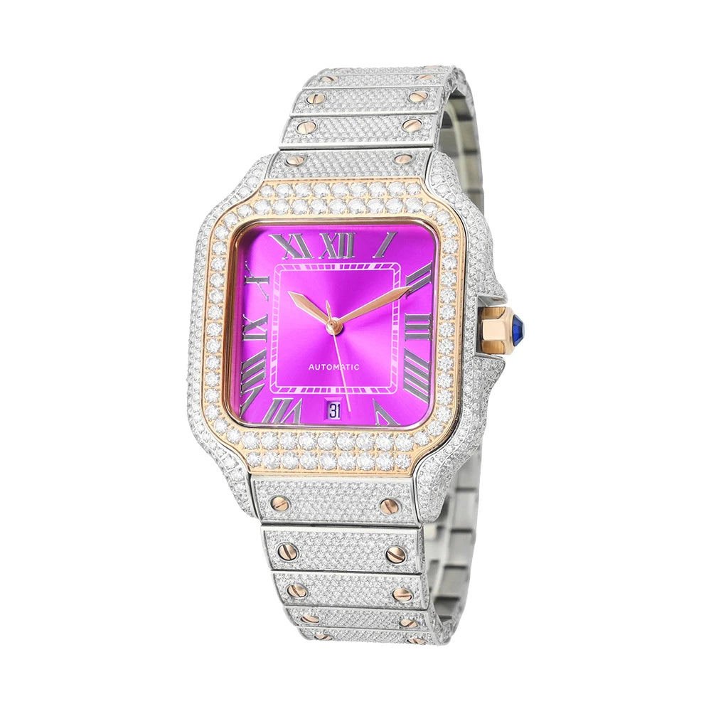 Iced Out D-Color VVS Moissanite Automatic Watch — Sapphire, 40mm