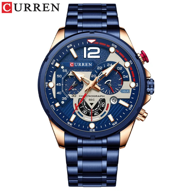 CURREN 8395 Chronograph Sport Watch — 45mm, Luminous, Shock Resistant