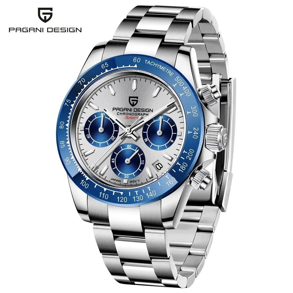 PAGANI DESIGN 1644 Rose Gold Diamond Chronograph Watch — Sapphire, 10BAR