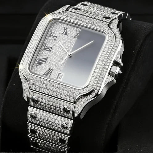 Iced Out VVS1 Moissanite 40mm Mechanical Watch — Stainless Steel