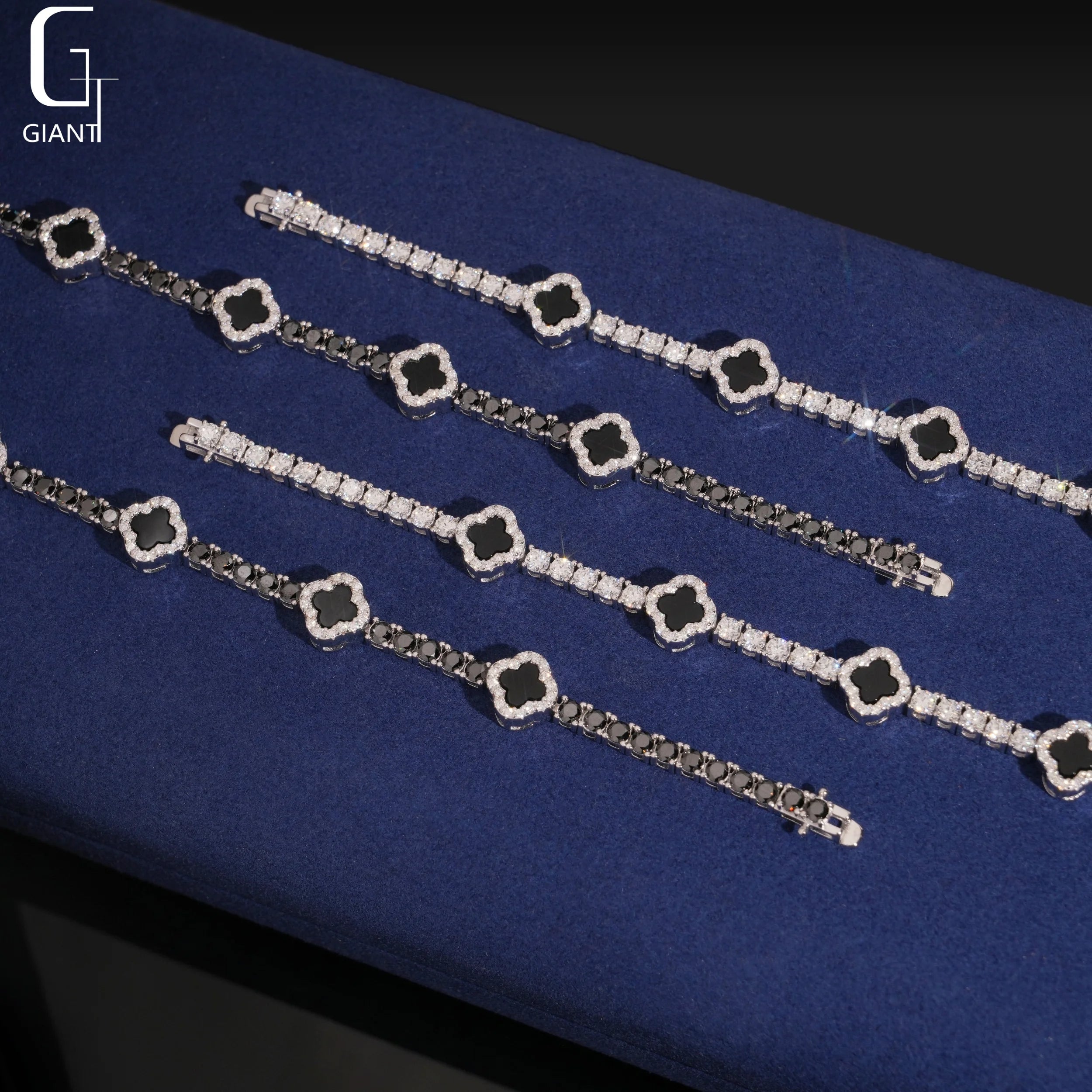 US Stock Pass Diamond Test VVS Moissanite Tennis Chains 925 Silver Tennis Bracelet Four Leaf Clover Moissanite Tennis Chains GRA