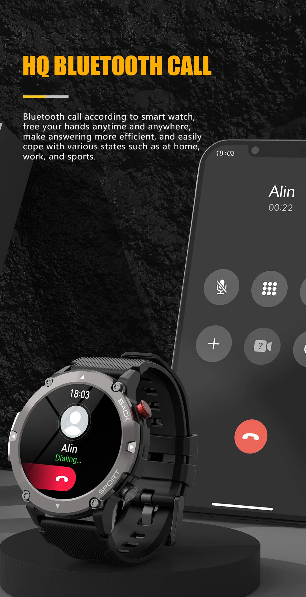 Valdus C21 Sport Smartwatch — Phone Call, Blood Oxygen, Fitness