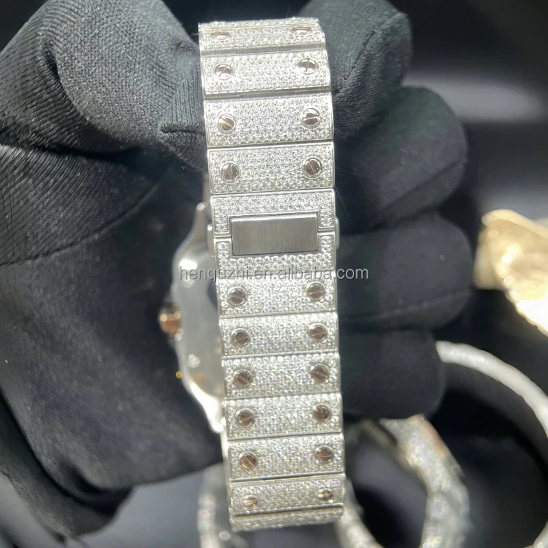 Men's VVS Moissanite Mechanical Watch — Rectangle Case, Sapphire Crystal