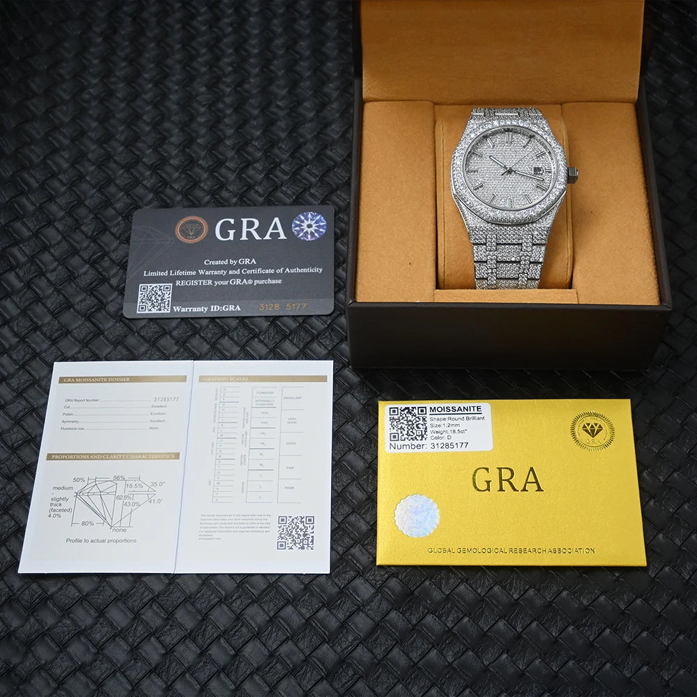 Men's Luxury Sapphire Iced Out VVS Moissanite Automatic Watch