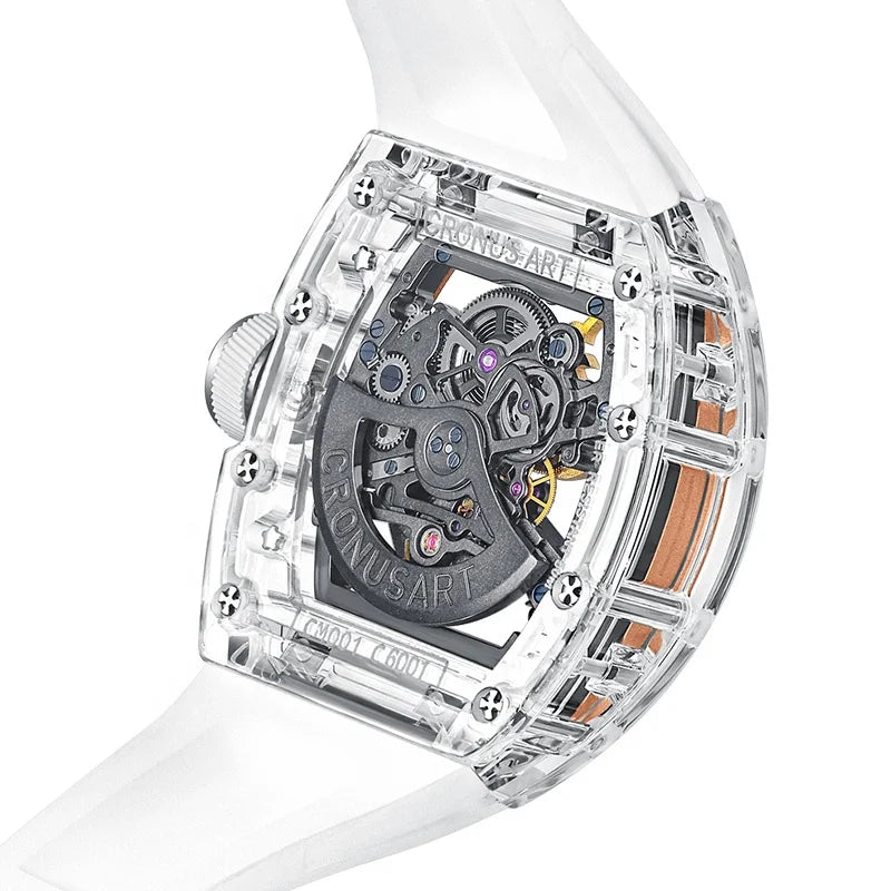 Cronusart Tiger Stripe Automatic Tonneau Watch — Crystal, Power Reserve