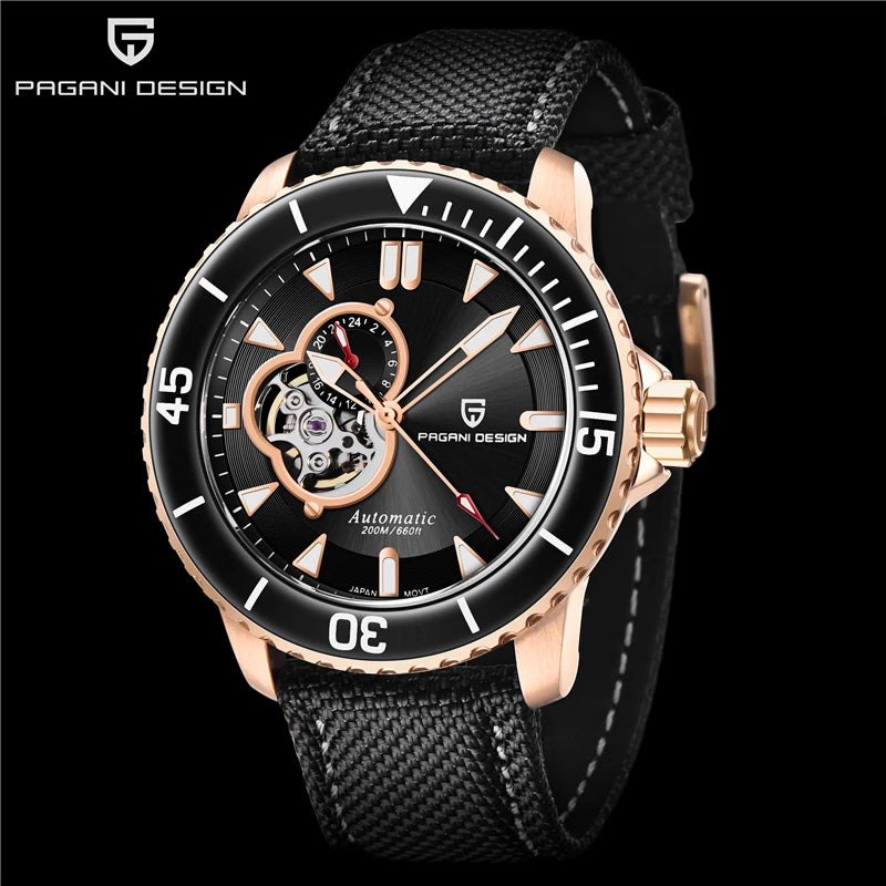 PAGANI DESIGN NH39A Automatic Men's Watch — Blue Dial, 100BAR Rated