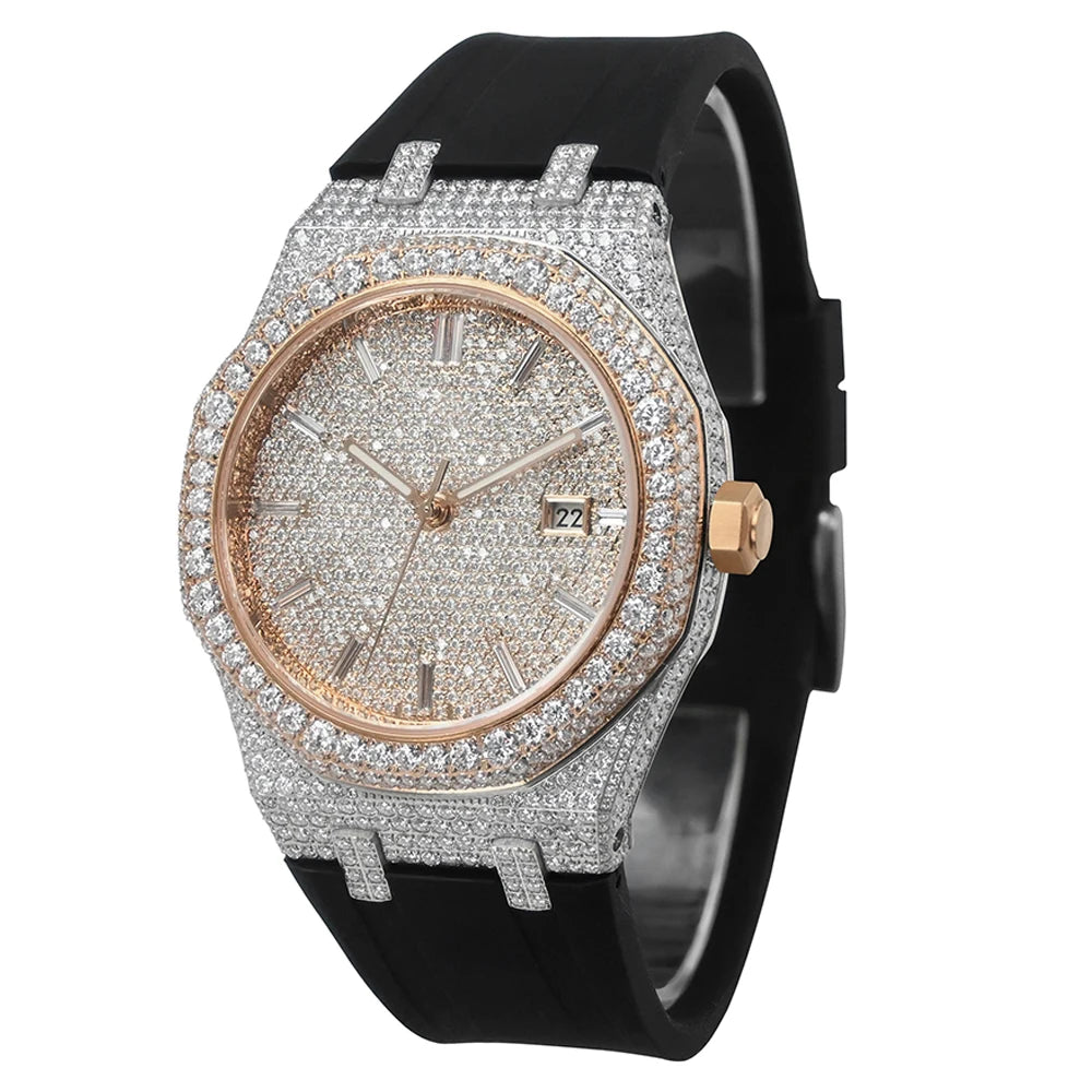 Exclusive Iced Out Moissanite Watch — VVS Clarity, Sapphire, Square Case