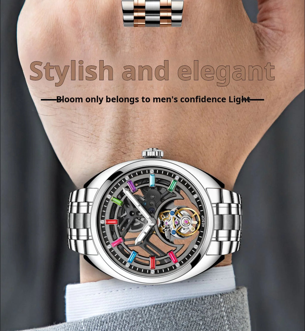 AESOP 7062 Skeleton Tourbillon Watch — Sapphire Crystal, Diamond Accents