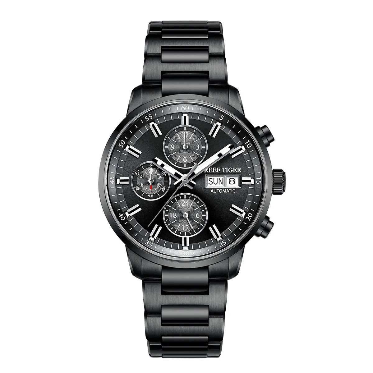 Reef Tiger Blue Chronograph Automatic Watch — Sapphire, 10BAR, 40mm