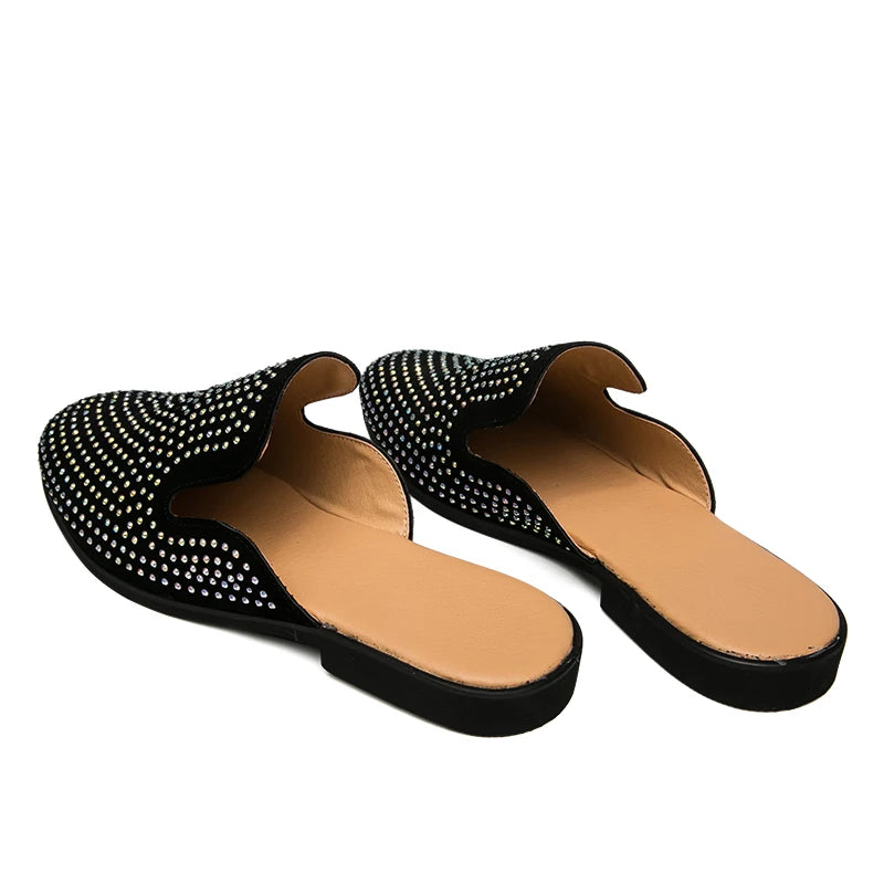 2024 Casual Walking Style Shoes Men Sequin Slippers Loafers Mens Genuine Leather Sandals Men Business Formal Dress Shoes