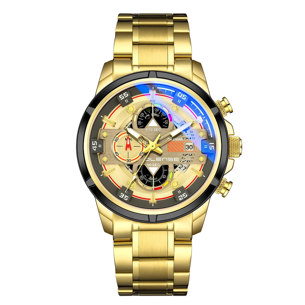 OLENSE 9002 Luxury Sport Chronograph Watch — 55mm, 3BAR, Calendar