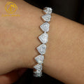 Custom Heart & Cross Design 925 Silver Gold Plated Hip Hop Style Cuban Link Chain Bracelet with Moissanite Stones
