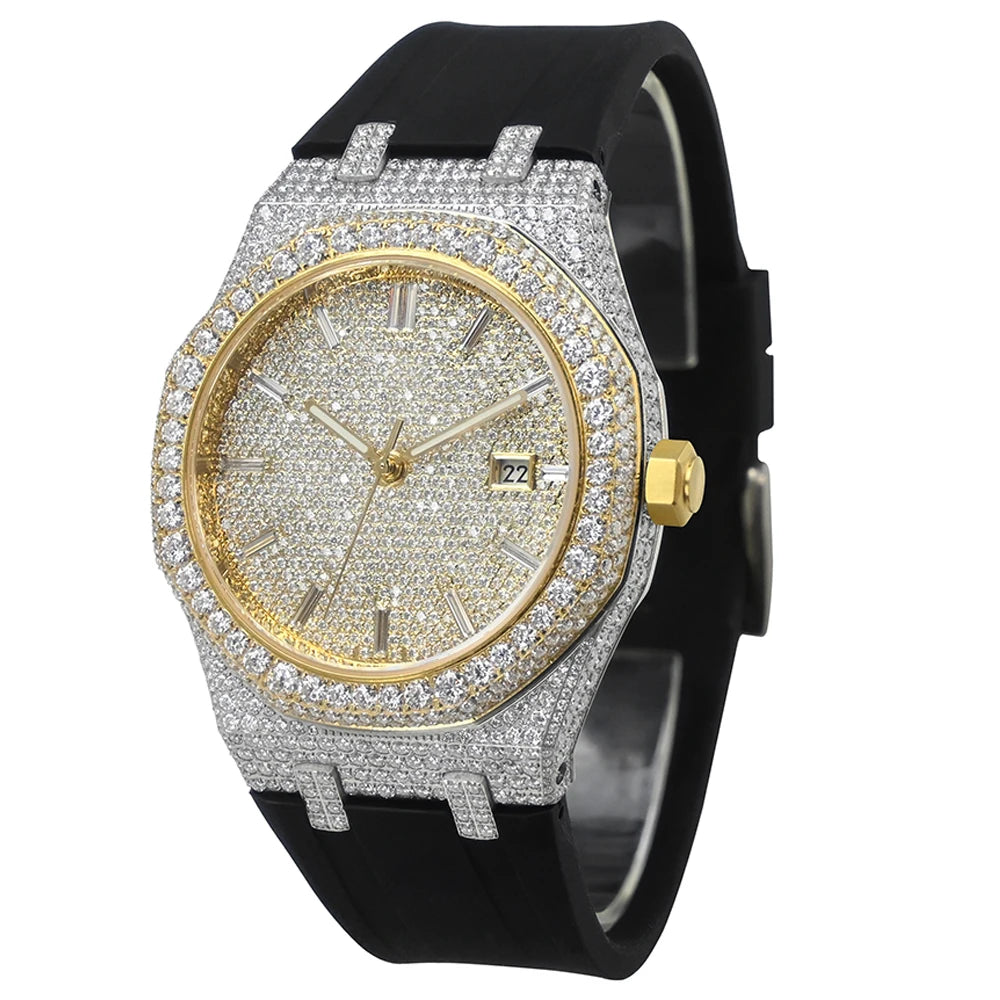 VVS Moissanite Iced Out Square Watch — Sapphire Glass, Custom Band