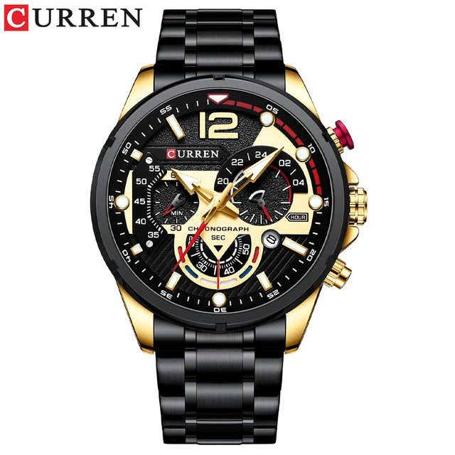 CURREN 8395 Chronograph Sport Watch — 45mm, Luminous, Shock Resistant