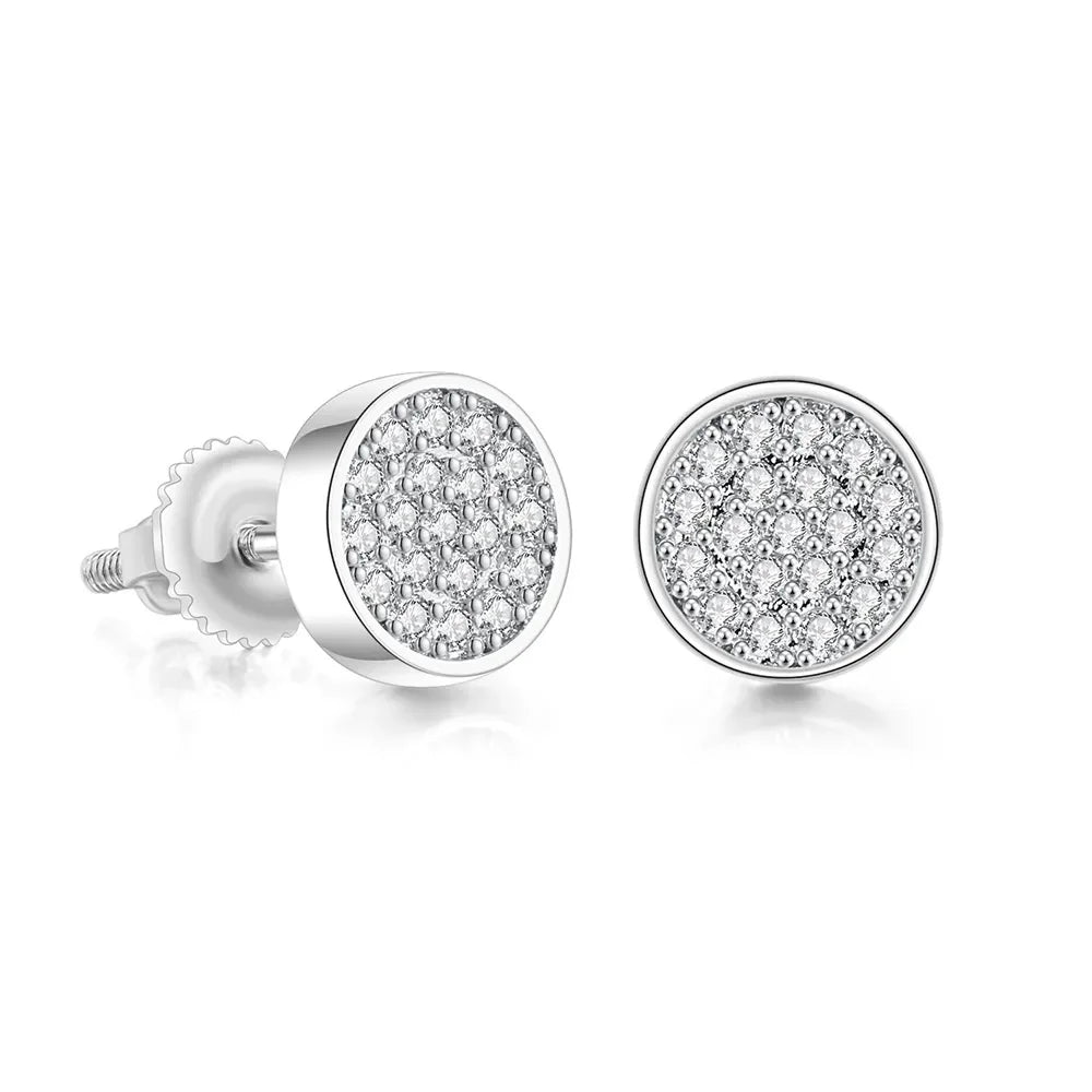 Rock Hip Hop Earrings for Men Iced Out AAA+ Shiny Cubic Zirconia Stone Screw Stud Earrings Hippie Homme Jewelry Male Gift