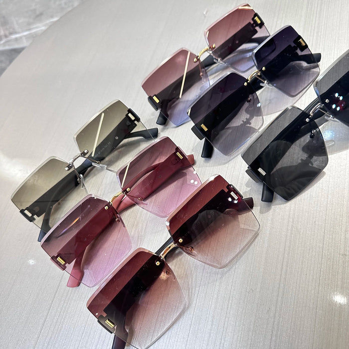 2024 Fashion Retro Leopard Head Rimless Sunglasses UV400 Protects Men and Women with Large Frame Sunglasses Metal Sunglasses