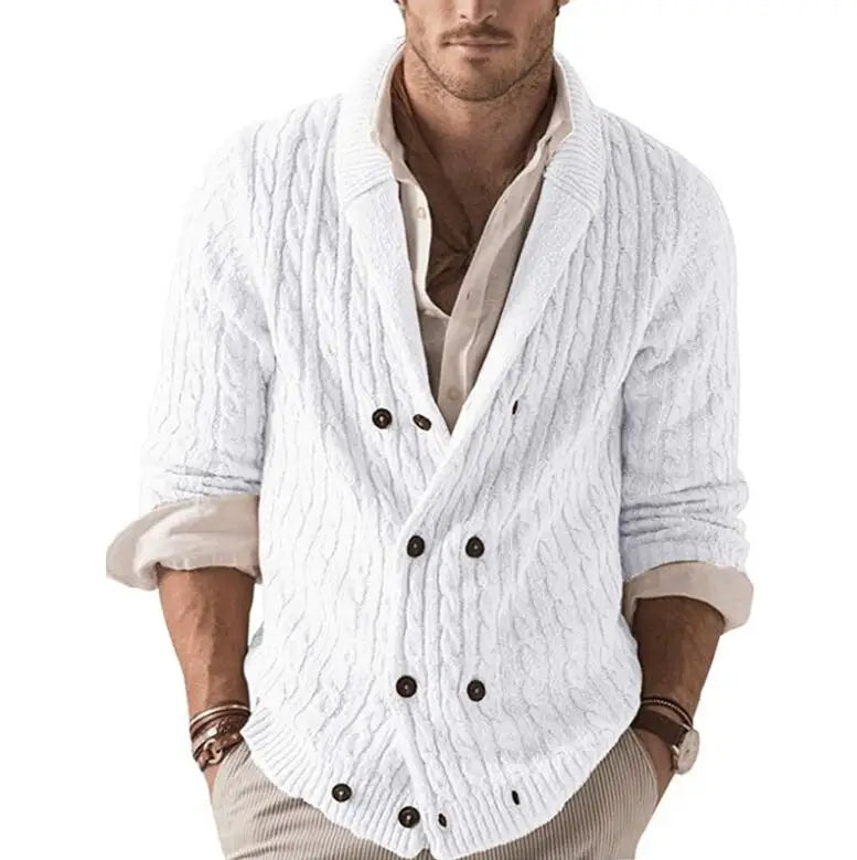 Men Sweater Cardigans Knitted Long Sleeve Spring Man Business  Turtleneck Cardigan Sweaters Double Breasted