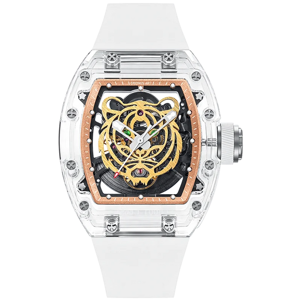 Cronusart Tiger Stripe Automatic Tonneau Watch — Crystal, Power Reserve